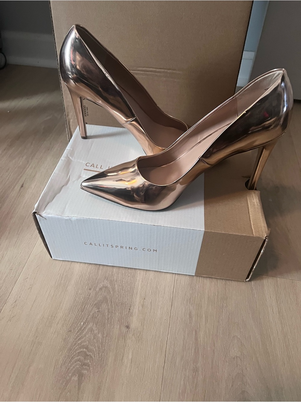 Call It Spring Metallic Rose Pointed Toe Stiletto Pumps